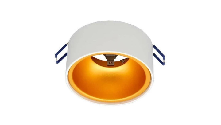 Oprawa MINI GOLDI-W/G WPUST biała ze złotym ringiem Gu10 okrągła sufitowa wpuszczana