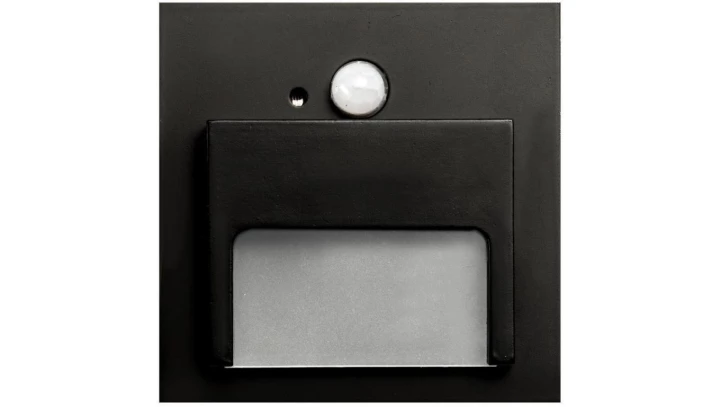 Oprawa Ontario PIR czarna 1,5W ciepła 12V DC 9 led smd 3014 kwadrat do puszki fi 60 z czujką ruchu PIR