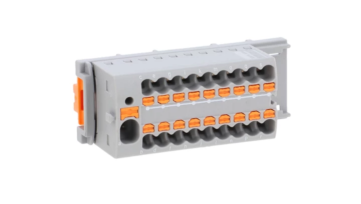 Blok rozdzielczy PTFIX 4/18X1,5-NS35 GY, szare złącze przemysłowe - 18 punktów przyłączeniowych o przekroju 1,5mm2