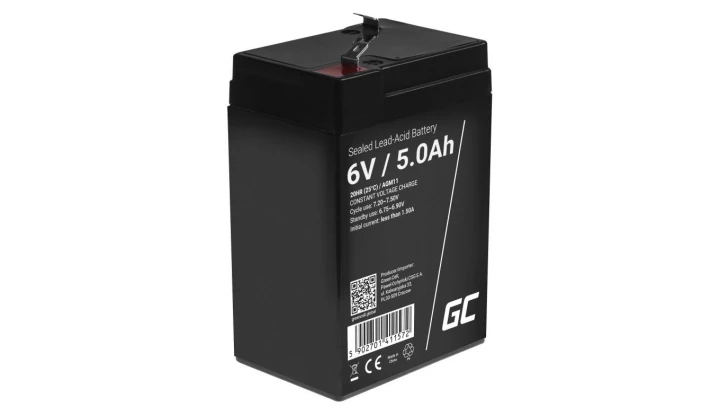 Green Cell AGM VRLA 6V 5Ah bezobsługowy akumulator do systemu alarmowego, kasy fiskalnej, zabawki