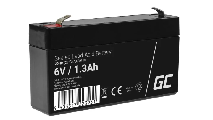 Green Cell AGM VRLA 6V 1.3Ah bezobsługowy akumulator do systemu alarmowego, kasy fiskalnej, zabawki