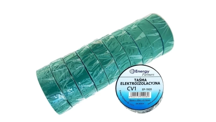 Taśma elektroizolacyjna PCW (zestaw 10 rolek 19mm x 20m x 0.13mm) zielona