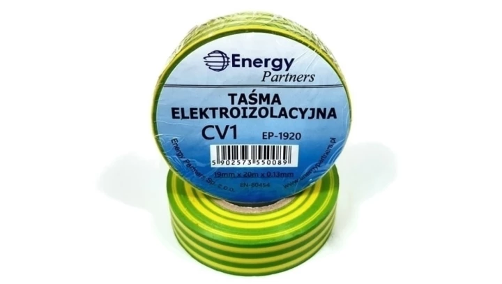 Taśma elektroizolacyjna PCW (19mm x 20m x 0.13mm) żółto-zielona