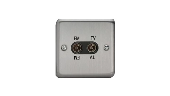 Gniazdo antenowe RTV, 86x86mm - kolor stal szlifowana C-RTV-S