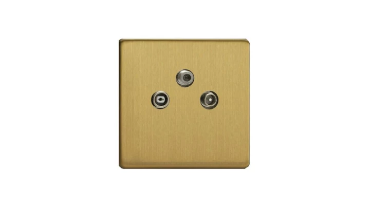 Gniazdo R-TV-SAT końcowe, pojedyncze - kolor mosiądz szlifowany METRTVSATB-D