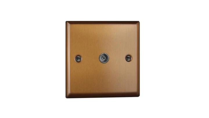 Gniazdo antenowe TV - kolor miedź M-TV-M