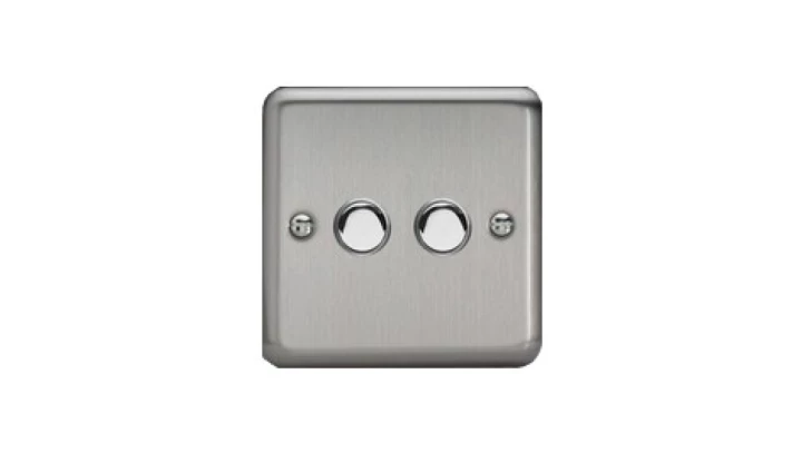 Łącznik zwierny podwójny 6A 250V, 86x86mm - kolor stal szlifowana C-2XPWCHS