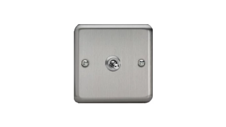 Łącznik krzyżowy 10A 230V dźwigniowy 86x86mm - kolor stal szlifowana C-ET1KSS
