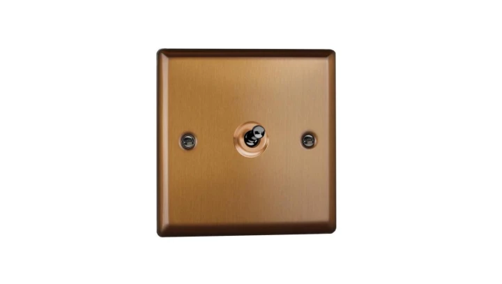 Łącznik uniwersalny schodowy 10A 230V dźwigniowy 91x91x36mm - kolor miedź M-ET1SM