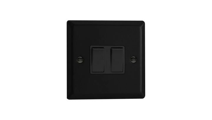 Łącznik uniwersalny schodowy podwójny 10A 230V klawiszowy 91x91x25mm - kolor czarny mat M-E2SBM