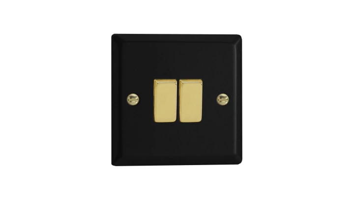 Łącznik uniwersalny schodowy podwójny 10A 230V klawiszowy - kolor czarny mat V-E2SBM