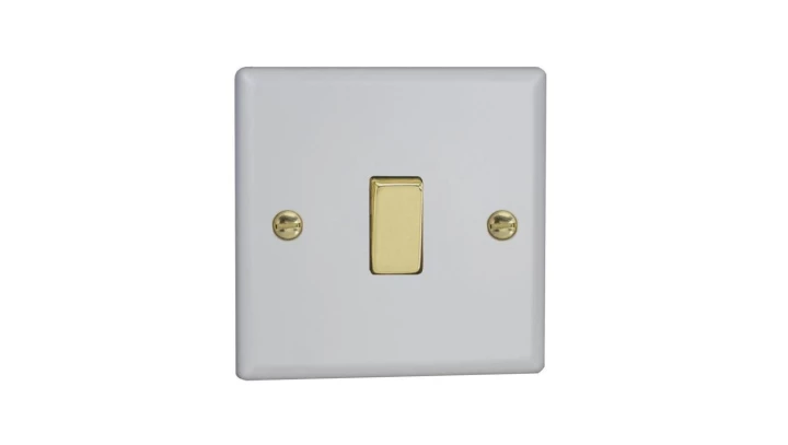 Łącznik uniwersalny schodowy 10A 230V klawiszowy - kolor biały mat V-E1SWM