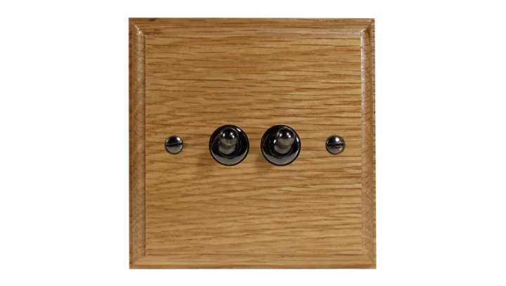 Łącznik uniwersalny schodowy podwójny 10A 230V dźwigniowy - kolor jasny dąb W-ET2SLO