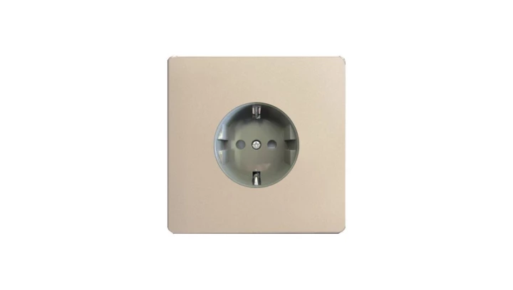 Gniazdo wtyczkowe pojedyncze z uziemieniem typu Schuko - kolor satyna + kołnierz wewnętrzny szary