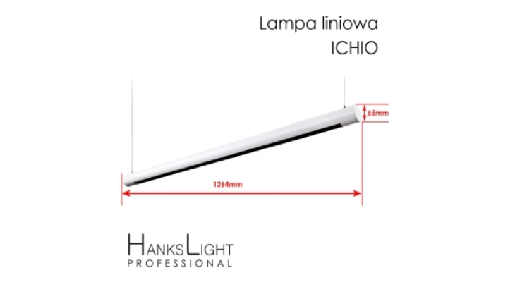 Lampa LED,HanksLight,liniowa,white, alu,zwiesz,1264mm,down36W, SMD,AC230V,4000K-W L4702025 (OCHIO)