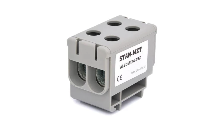 Złączka szynowa gwintowa al/cu 2x50mm2 szara WLZ-35P/2x50SZ