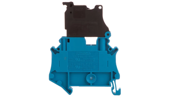 Złączka szynowa z bezpiecznikiem 5x20 6,3A 2-przewodowa 4mm2 niebieska UT 4-HESI (5X20) BU 3060527 /50szt./