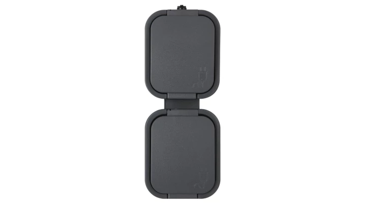 B2 Gniazdo podówjne 2P+Z bryzgoodporne z klapką w kolorze czarnym IP 54 pionowe szary 00060278