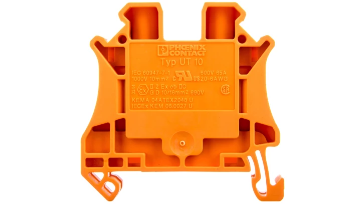 Złączka szynowa 2-przewodowa 10mm2 pomarańczowa Ex UT 10 OG 3046281 /50szt./