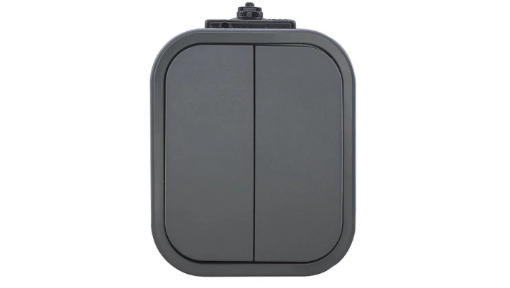 B2 Łącznik podwójny natynkowy 10A 250V świecznikowy IP54 szary 00060278