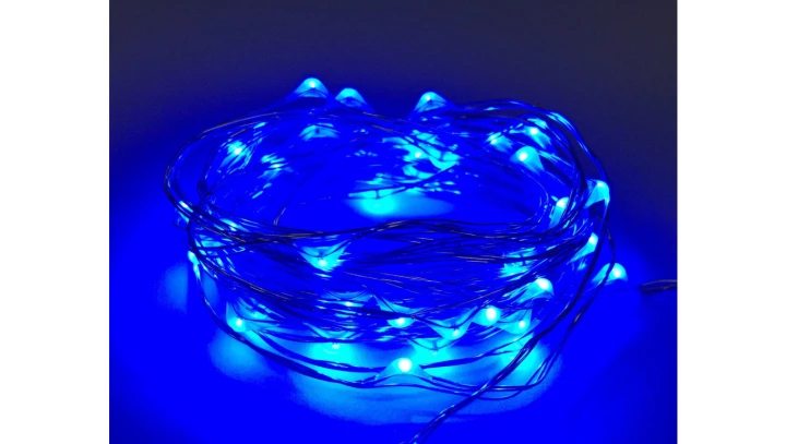 Lampki led zewnętrzne ŁEZKI 12V 5m 50LED niebieskie IP65