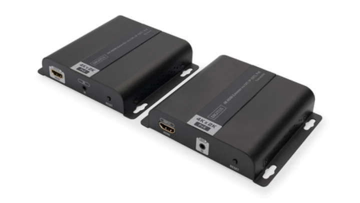 Przedłużacz/Extender HDMI IP/Cat.5/6/7 120m 4K 30Hz UHD PoE HDCP 1.4 IR audio (zestaw) DS-55124
