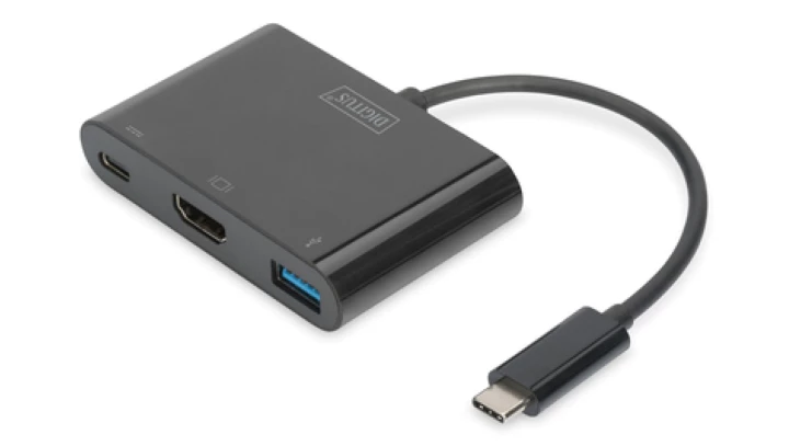 Multi Adapter 1xHDMI 4K 30Hz UHD 1xUSB-C Power Delivery, 1xUSB A na USB 3.1-C czarny DA-70855
