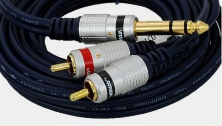 Kabel audio wt.Jack 6,3 stereo/2xwt.RCA MK82 10m
