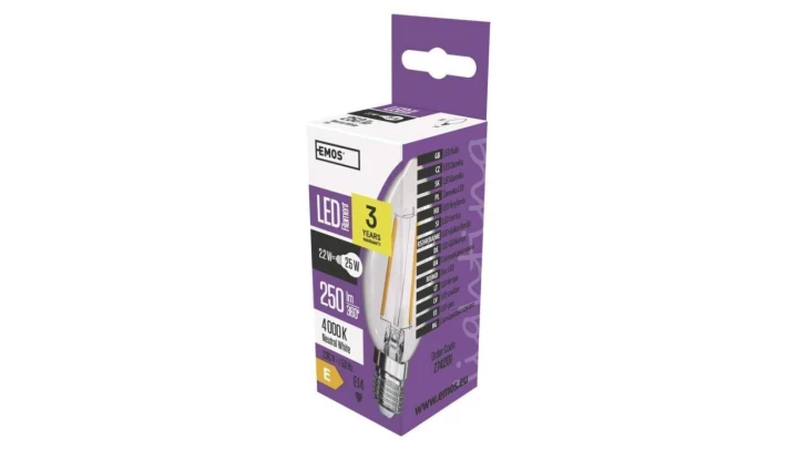Żarówka LED Filament candle 2W E14 neutralna biel Z74201