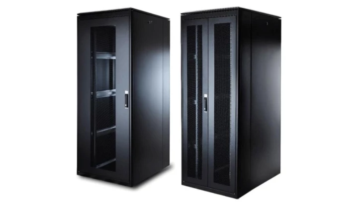 Szafa serwerowa stojąca 19 cali 45U 2187x800x1000mm drzwi przód tył perforacja czarna nośność 1000kg DN-32006-M