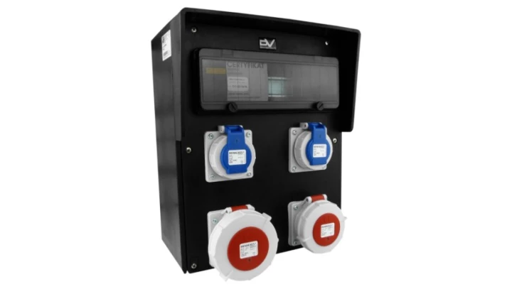 Rozdzielnica budowlana gumowa HD IP67 32A/5P 16A/5P 2x230V gniazda Mennekes Schuko Doktorvolt 9535