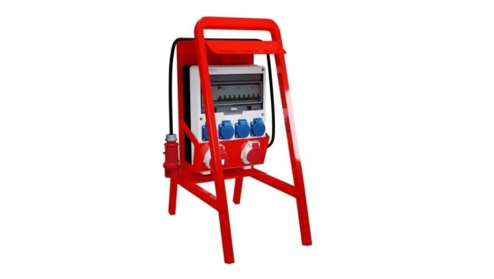 Rozdzielnica budowlana na stojaku zabezpieczenia Siemens pTD-S/FI 32A 16A 4x230V SET gniazda Mennekes Schuko Doktorvolt 6221