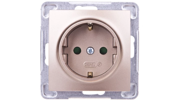IMPRESJA Gniazdo pojedyncze z/u Schuko z przesłonami złoty metalik GP-1YSP/m/28