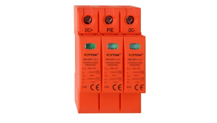 Ogranicznik przepięć typ 1+2 3P FOTTON OBV26PVG T1+T2 (B+C) 1000V DC iskiernikowy