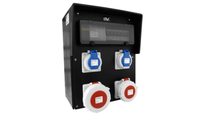 Rozdzielnica budowlana HD-S IP67 32A/5P 16A/5P 2x230V Schuko gumowa Doktorvolt 9542