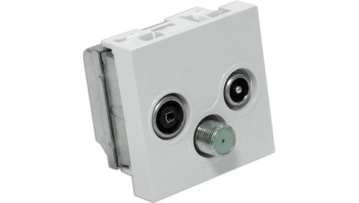 Gniazdo RTV -SAT końcowe 45x45 (gn.antenowe męskie/gn.antenowe żeńskie/gn. typu F żeńskie) EM/PVK