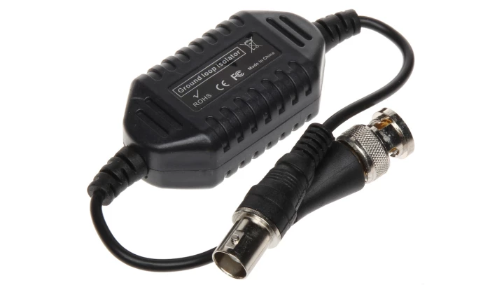 Separator sygnału wideo, izolator pętli masy (ground loop isolator) dla kamer analogowych (PAL, CVBS) D-SEP2