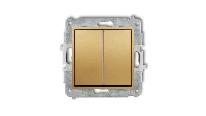 MINI Mechanizm łącznika podwójnego schodowego (dwa klawisze bez piktogramów) złoty 29MWP-33.1