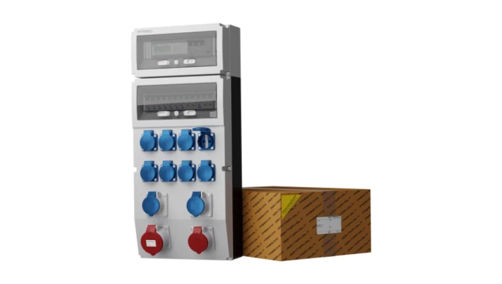 Rozdzielnica budowlana eXT-S/FI 32A 16A kempingowe 2x16A 8x230V + licznik 3 fazowy Schuko 0786