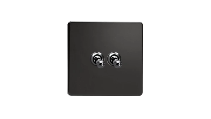 Govena Metal Włącznik uchylny podwójny kolor czarny mat + czarne irydium 10A 230V dźwigniowy