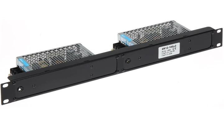 Wysokiej jakości profesjonalny podwójny zasilacz impulsowy z regulacją, 2x12V 2x8,5A 2x100W, Rack 19” 1U, ZR12-100X2