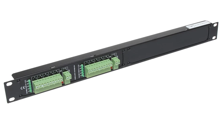 Dystrybutor zasilania (łączówka, rozgałęźnik) 2-we/10wy max.15VDC 10x2.5A Rack 19”