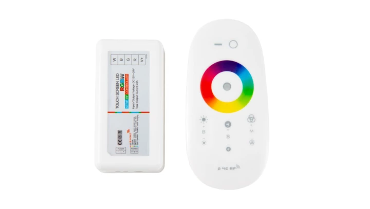 STEROWNIK LED RGBW RF 6A 72W Z BIAŁYM PILOTEM DOTYKOWYM EC79778