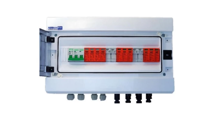 Rozdzielnica PV 1000V AC DC 2 stringi 2xOchronnik DC T2, 2xRozł DC 2P, Wył.3P B16A, Ochronnik AC 4P T2
