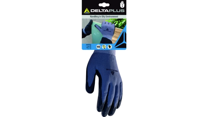 RĘKAWICA DZIANA Z POLIAMIDU SPANDEX - STRONA CHWYTNA Z NITRYLU/PU Z KROPKAMI Z PVC