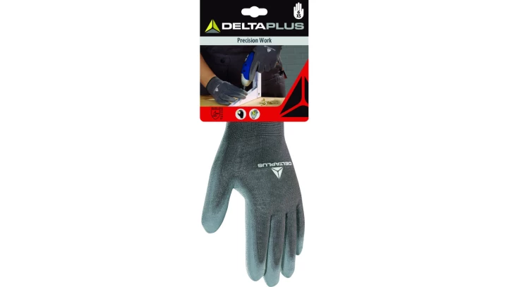 RĘKAWICA DZIANA Z POLIESTRU, STRONA CHWYTNA POWLEKANA PU