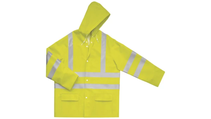 BLUZA OSTRZEGAWCZY PRZECIWDESZCZOWY Z POLIESTRU POWLEKANEGO ZEWNĘTRZNA PU