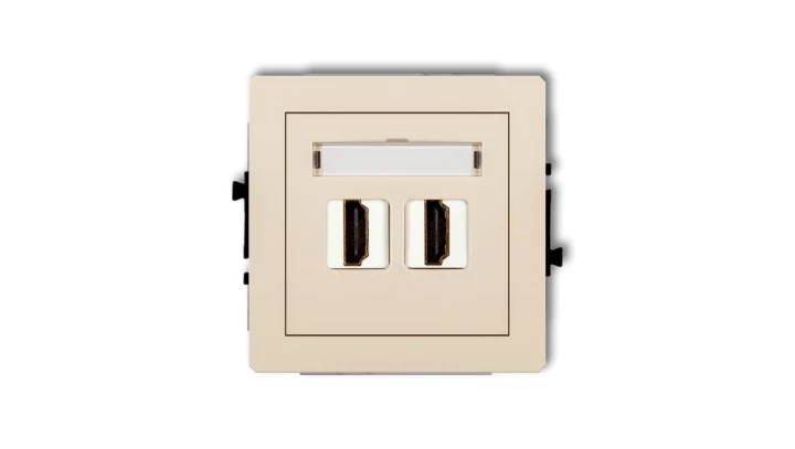 DECO Mechanizm gniazda podwójnego HDMI 2.0 beżowy 1DHDMI-4