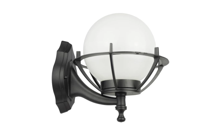 Kinkiet zewnętrzny Kule z koszykiem 200 K 3012/1/KPO OP, E27 max 60W, kolor czarny, klosz biały 0438621