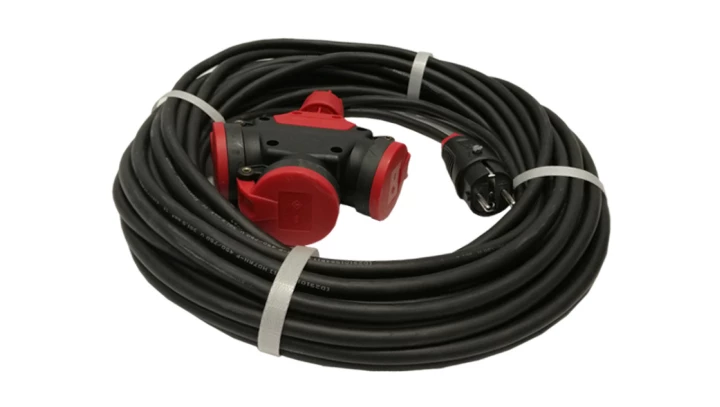 Przedłużacz budowlany jednofazowy elCORD 16A 230V IP44 5m H07RN-F 3G1,5 z wtyczką uni-schuko i potrójnym gniazdem 32125050